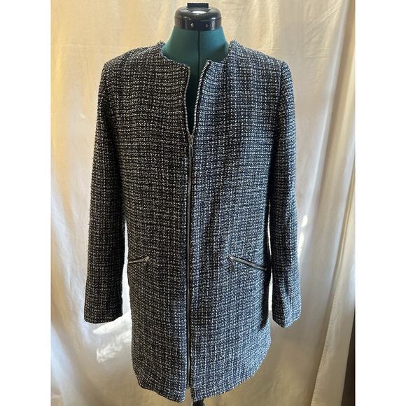 Carolina Belle Montréal Black & White Tweed Zip Front Coat – Women’s Size Small - Picture 1 of 6
